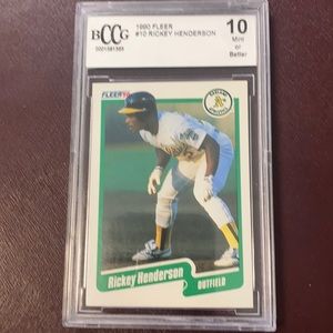 Ricky Henderson Fleer 1990 Baseball Card Graded Mint 10